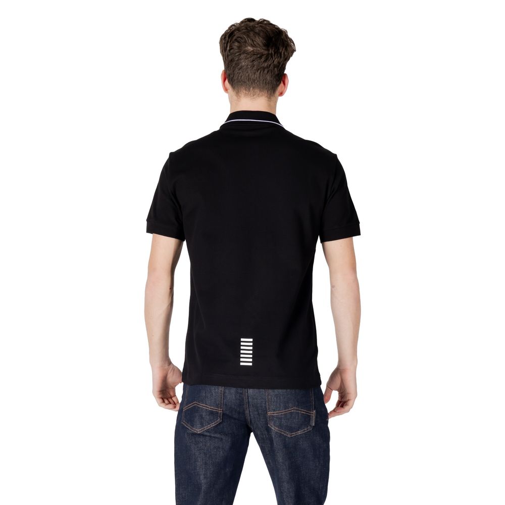 EA7 Emporio Armani Black Cotton Polo Shirt