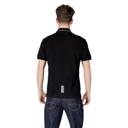 EA7 Emporio Armani Black Cotton Polo Shirt