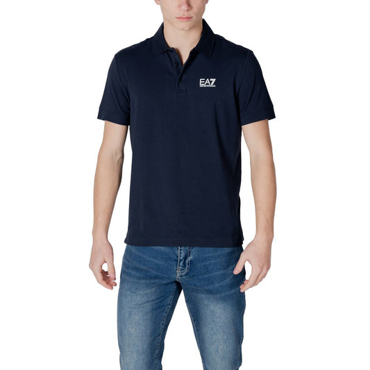EA7 Emporio Armani Blue Cotton Polo Shirt