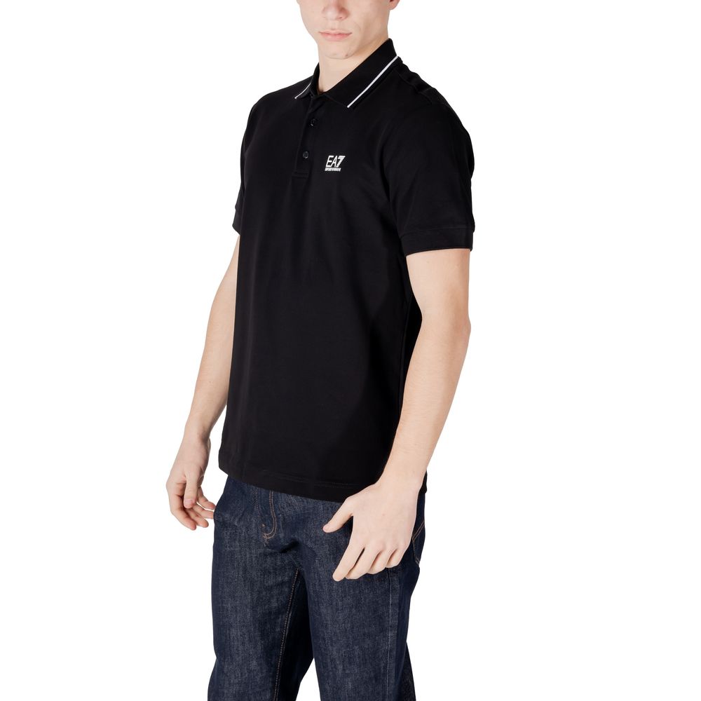 EA7 Emporio Armani Black Cotton Polo Shirt