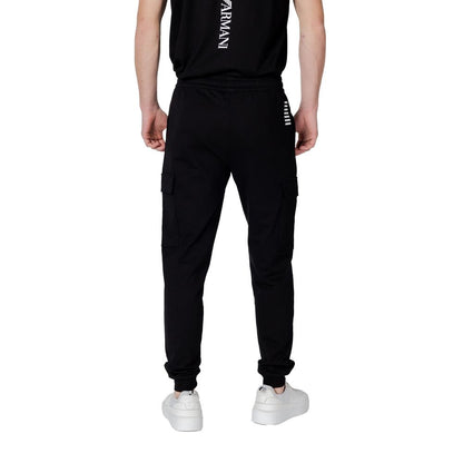 EA7 Emporio Armani Black Cotton Joggers Workout Pant