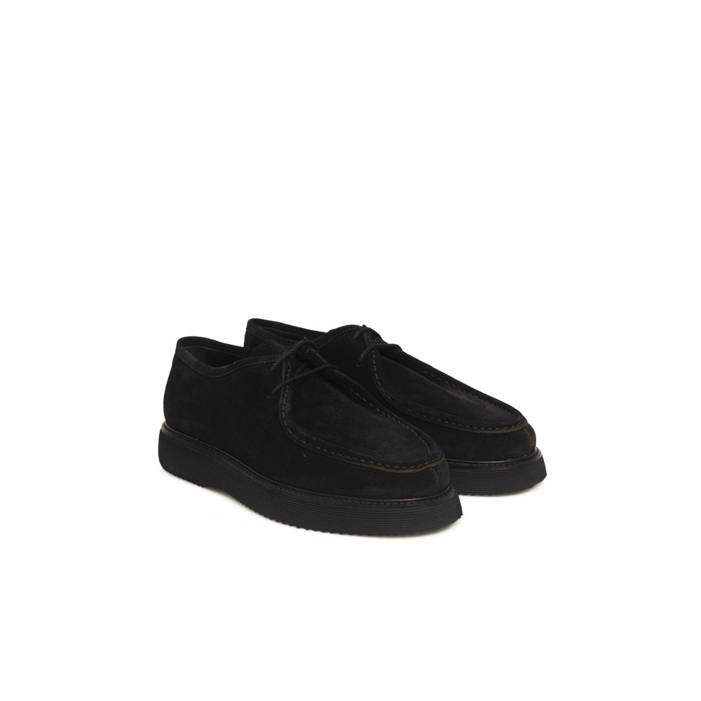 Cerruti 1881 Black Calfskin Men Derby Shoe