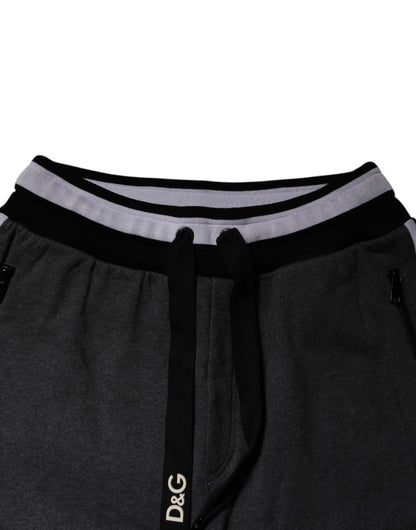Dolce & Gabbana Black Gray Cotton Layered Sweatpants Pants