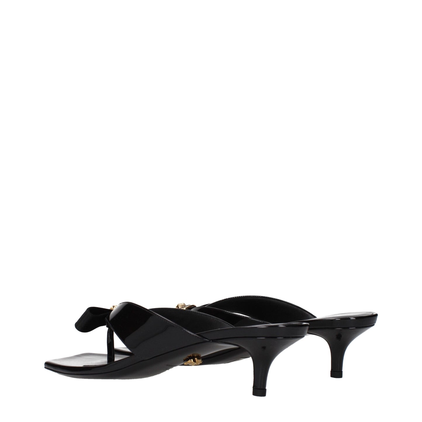 Versace Black Leather Stiletto Heels Sandals