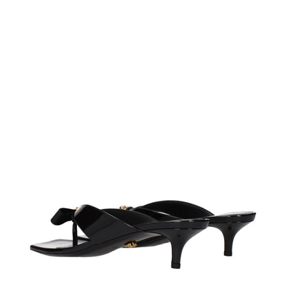 Versace Black Leather Stiletto Heels Sandals