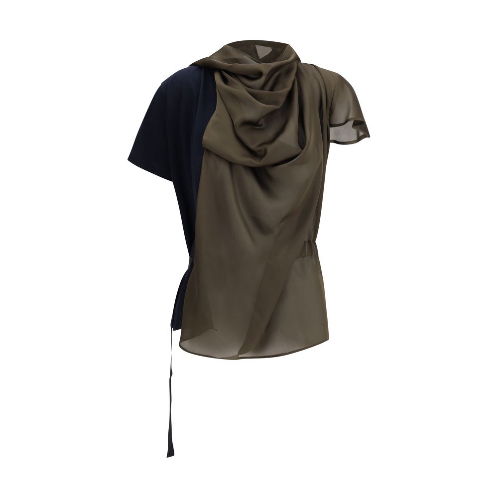 Sacai Jersey-T-Shirt mit Kontrasteinsätzen