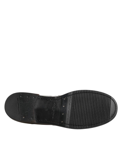 Dolce & Gabbana Metallic Silver Logo Slip On Men Dress Shoes