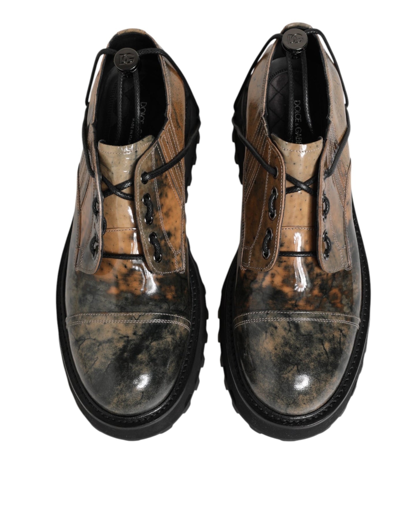 Dolce & Gabbana Brown Gray Lace Up Chunky Derby Men Shoes
