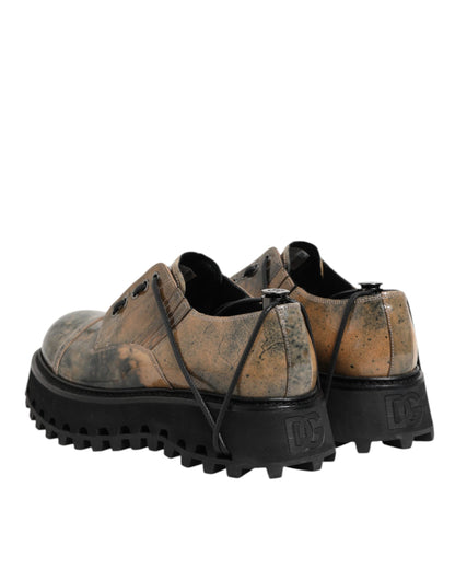 Dolce & Gabbana Brown Gray Lace Up Chunky Derby Men Shoes
