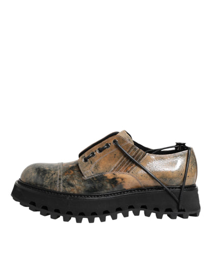 Dolce & Gabbana Brown Gray Lace Up Chunky Derby Men Shoes