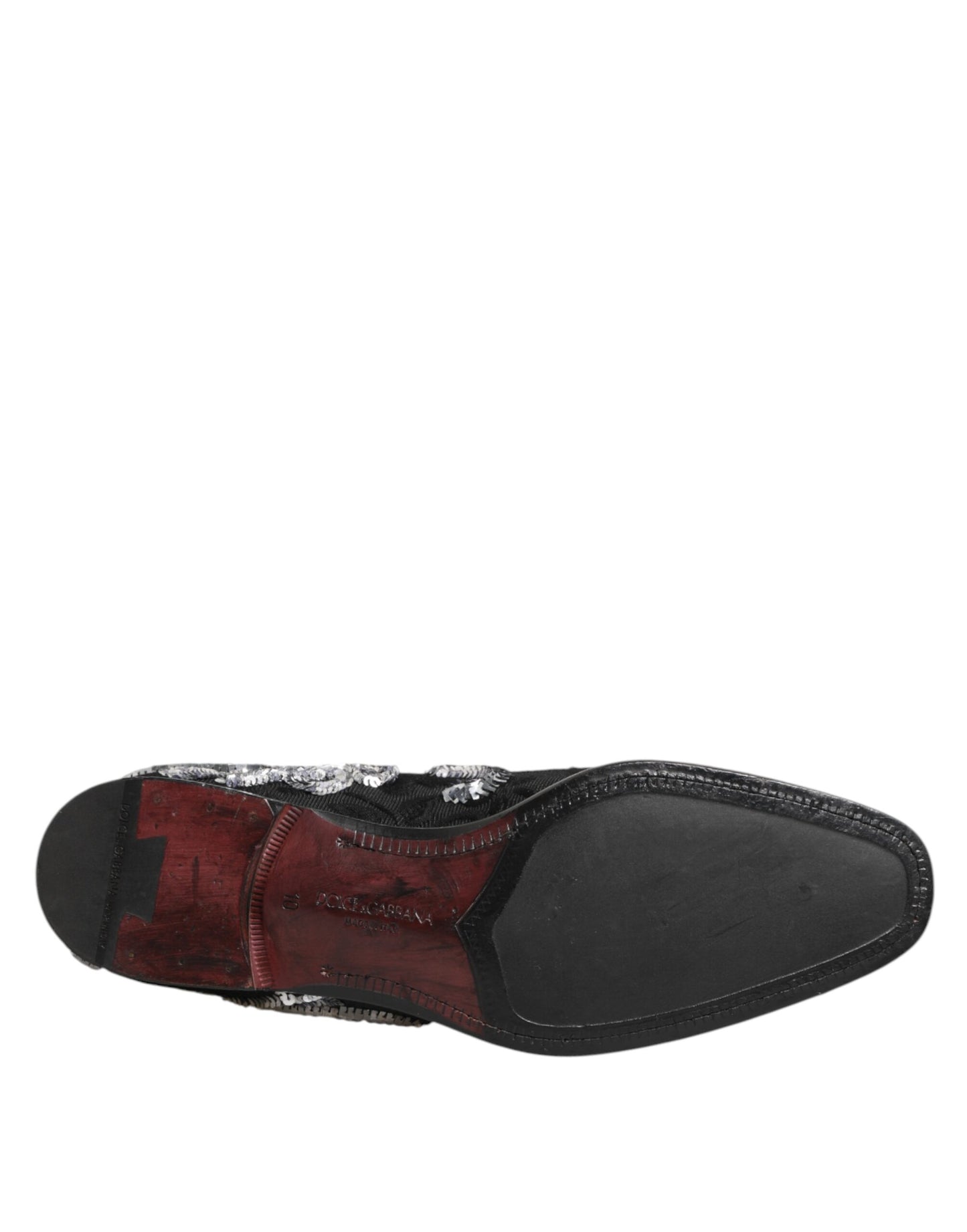 Dolce & Gabbana Black Silver Sequined Loafers Men Dress Shoes