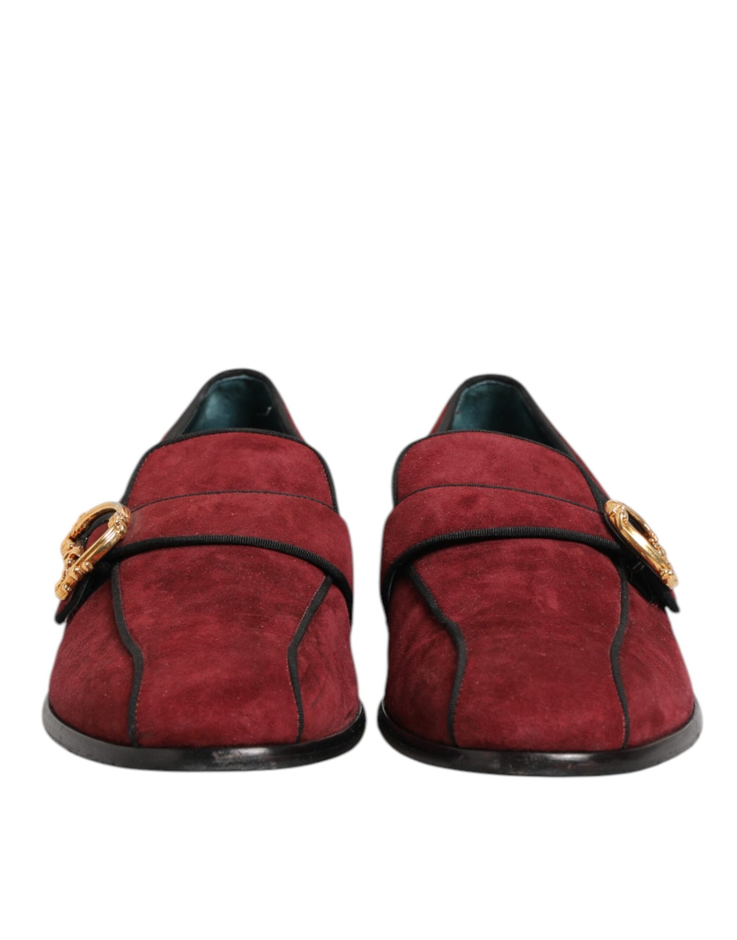 Dolce & Gabbana Bordeaux Suede Logo Loafers Formal Dress Shoes