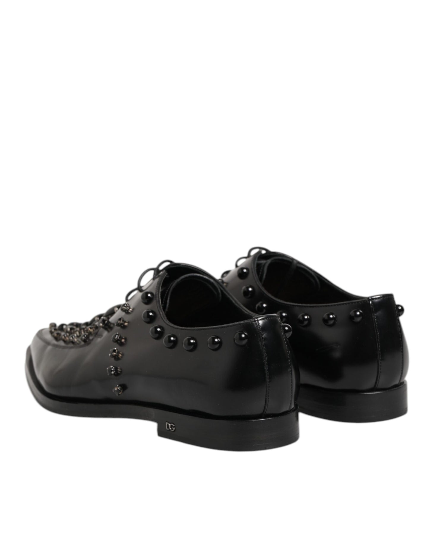 Dolce & Gabbana Black Crystal Embellished Derby Men Shoes