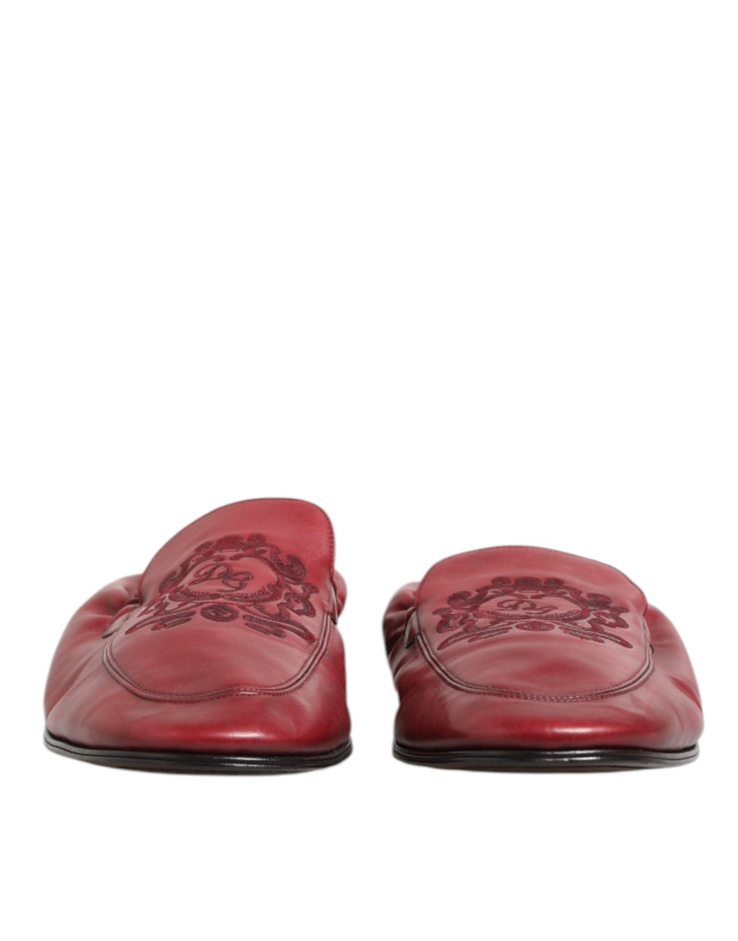 Dolce & Gabbana Red Leather Slip On Men Flat Loafers Shoes