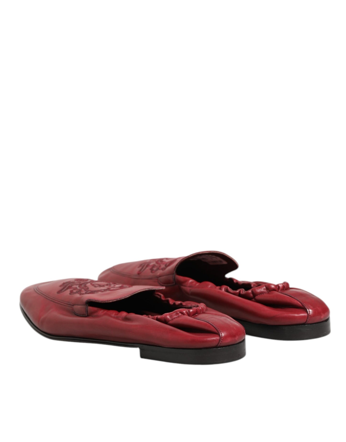 Dolce & Gabbana Red Leather Slip On Men Flat Loafers Shoes