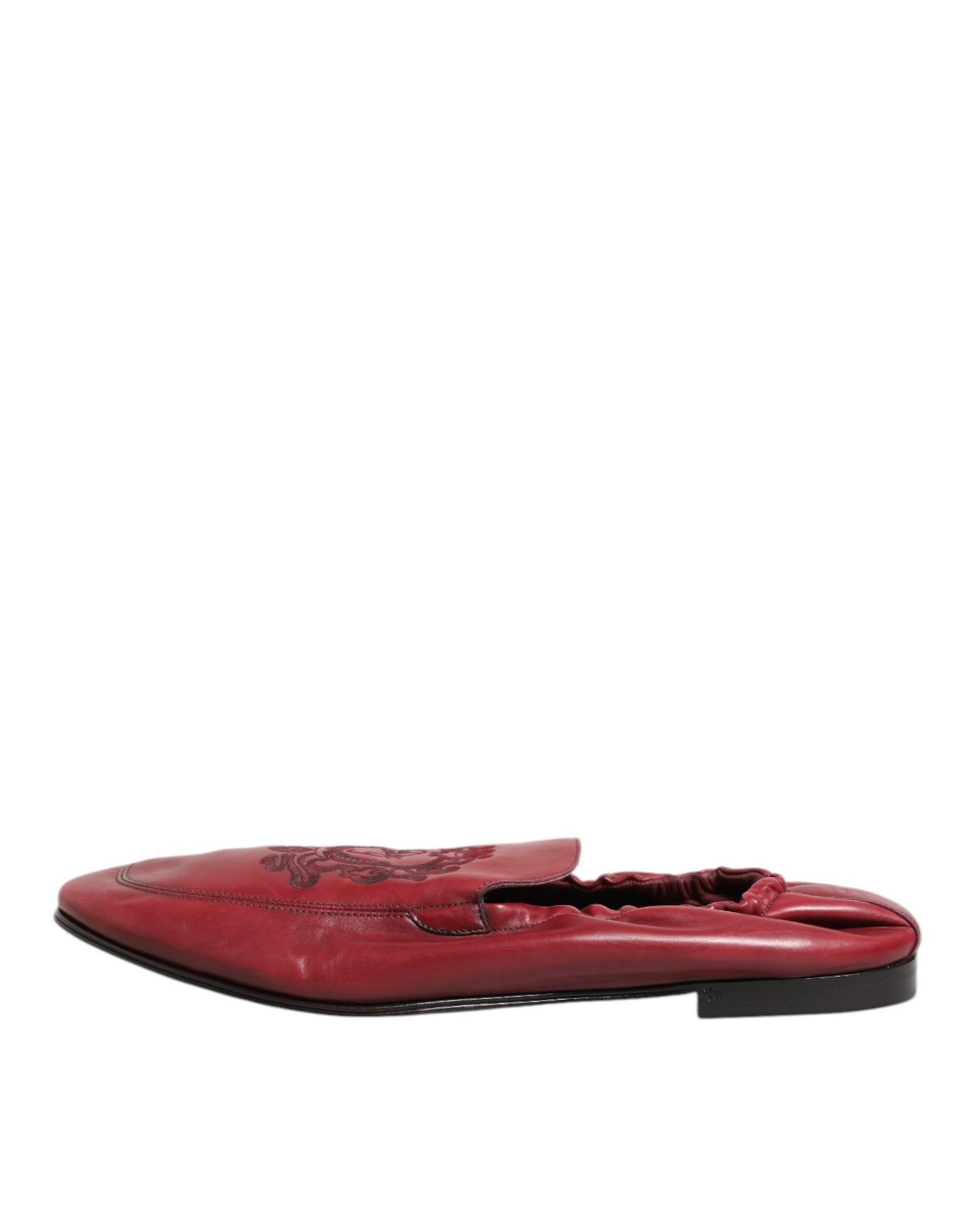 Dolce & Gabbana Red Leather Slip On Men Flat Loafers Shoes