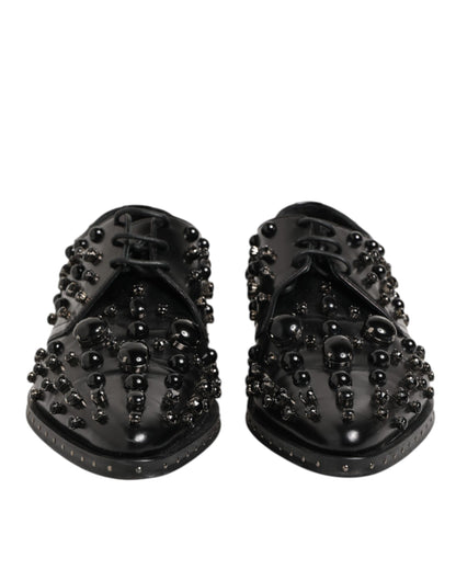 Dolce & Gabbana Black Crystal Embellished Formal Derby Shoes