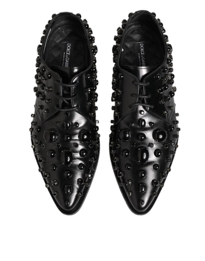 Dolce & Gabbana Black Crystal Embellished Formal Derby Shoes
