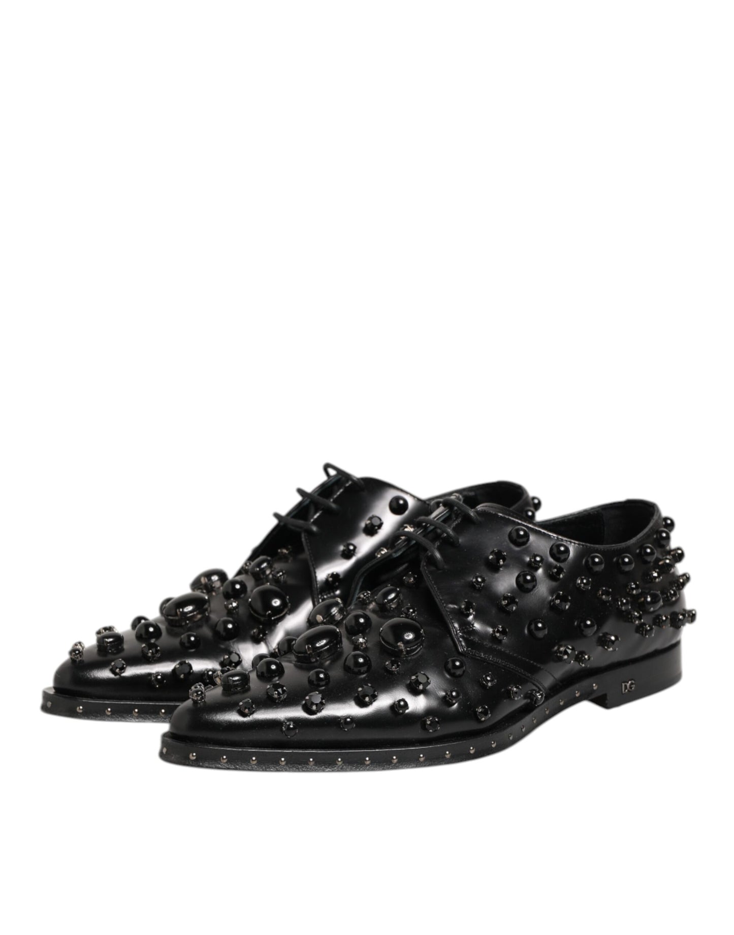 Dolce & Gabbana Black Crystal Embellished Formal Derby Shoes