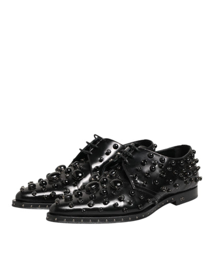Dolce & Gabbana Black Crystal Embellished Formal Derby Shoes