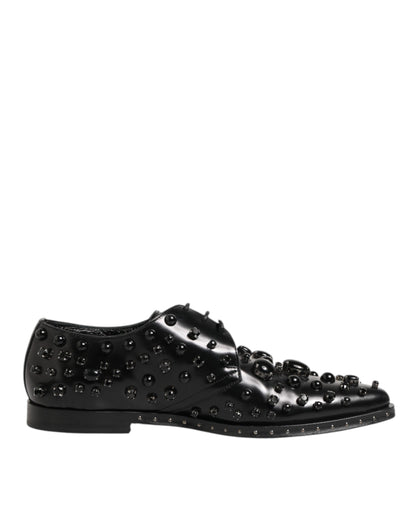 Dolce & Gabbana Black Crystal Embellished Formal Derby Shoes