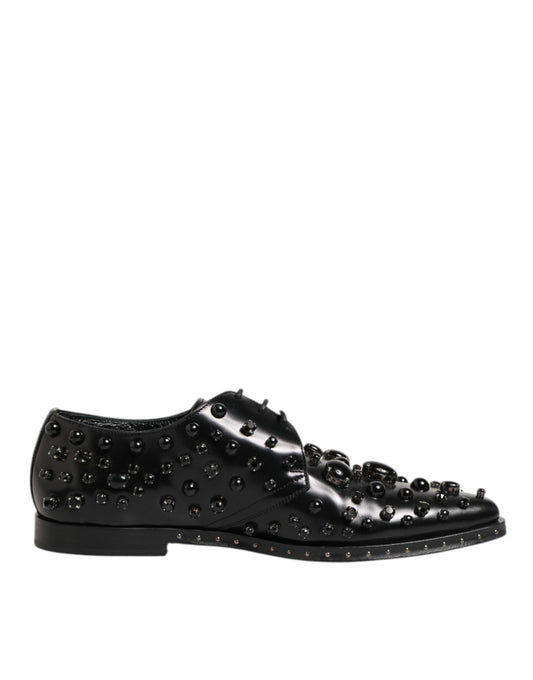 Dolce & Gabbana Black Crystal Embellished Formal Derby Shoes