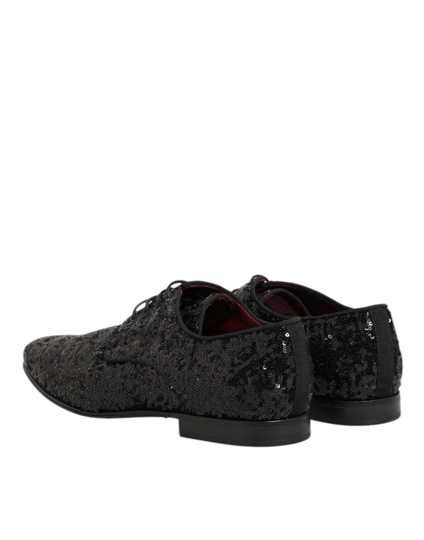 Dolce & Gabbana Black Sequined Lace Up Dress Men Derby Shoes