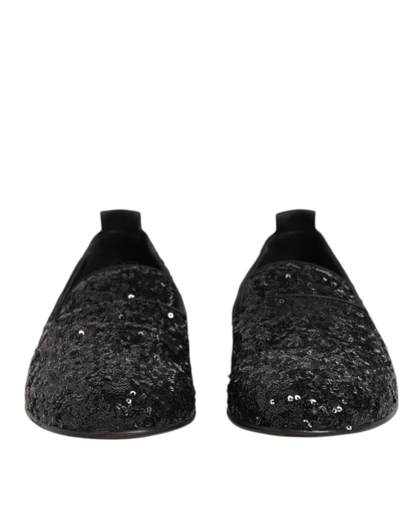 Dolce & Gabbana Black Sequined Slip On Loafers Dress Shoes