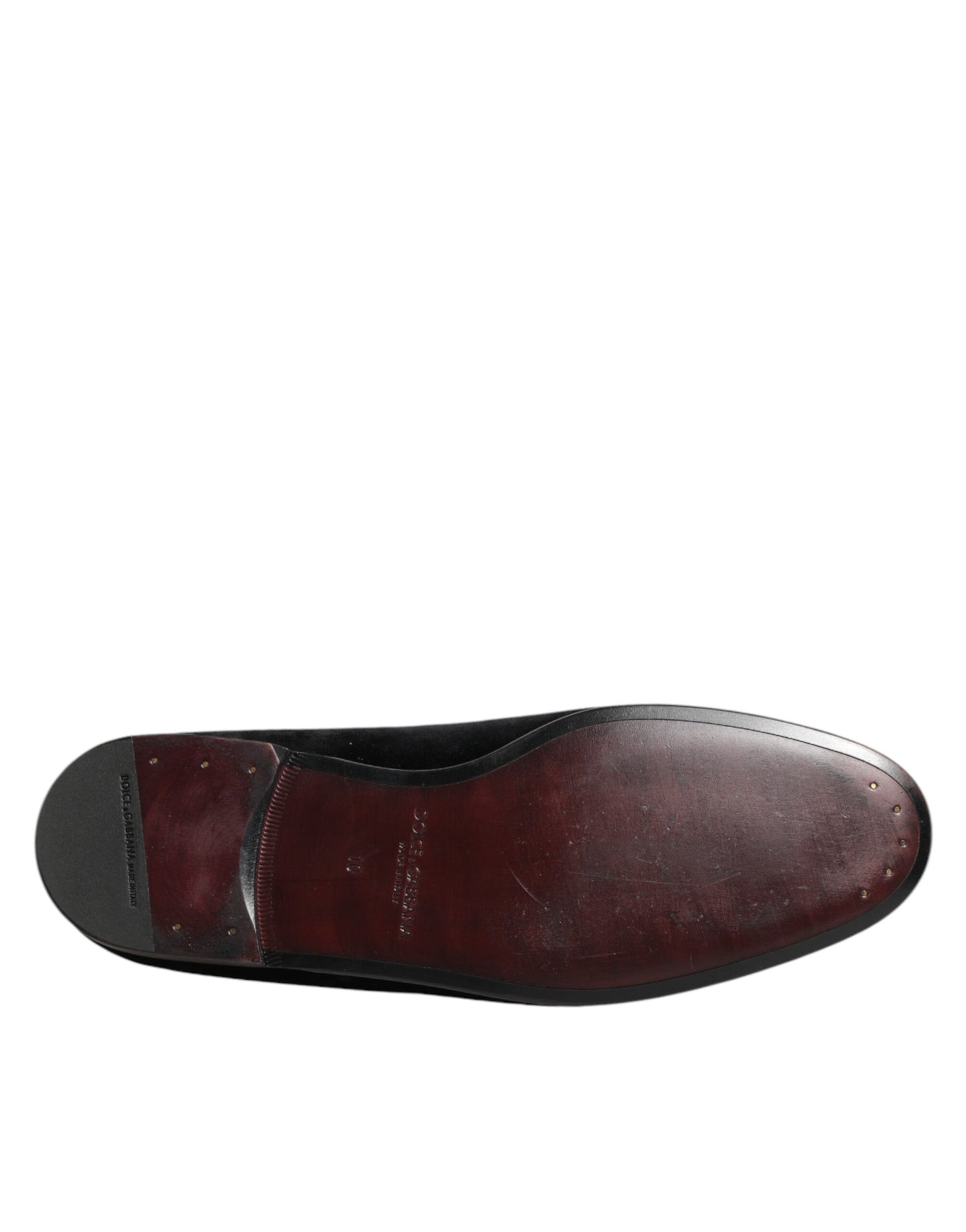 Dolce & Gabbana Black Cross Embellished Slip On Loafers Dress Shoes