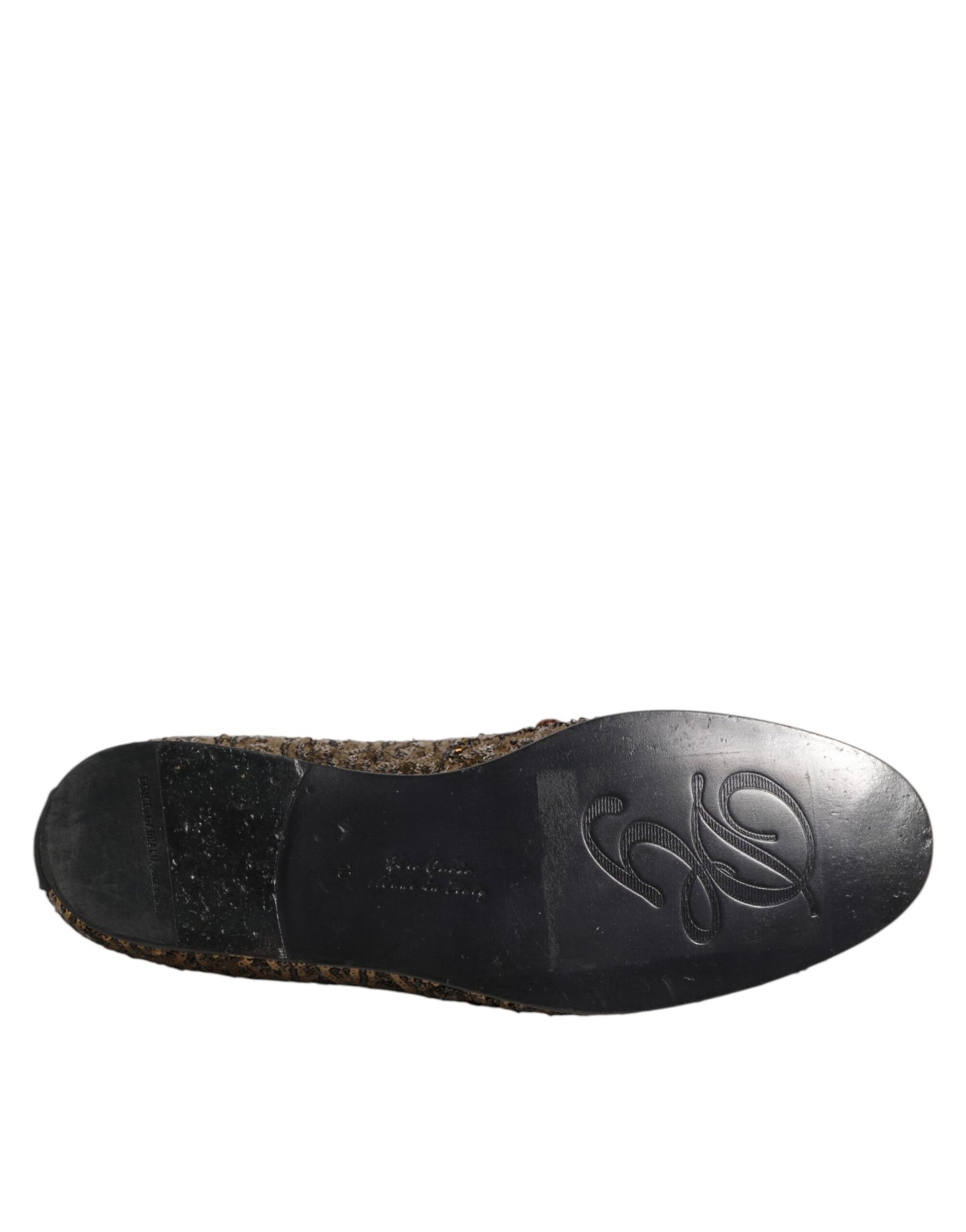 Dolce & Gabbana Gold Sequined Slip On Loafers Men Dress Shoes
