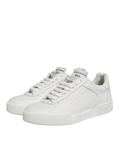 Dolce & Gabbana White Miami Leather Low Top Sneakers Shoes
