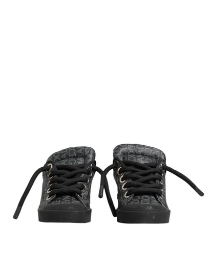 Dolce & Gabbana Black Cotton Denim Logo Low Top Sneakers  Shoes