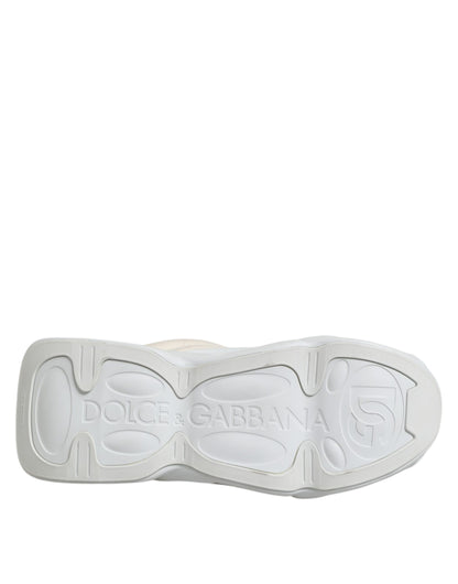 Dolce & Gabbana White Lace Up Wave Low Top Men Sneaker Shoes