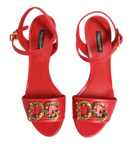 Dolce & Gabbana Red Ankle Strap Stiletto Heels Sandals Shoes