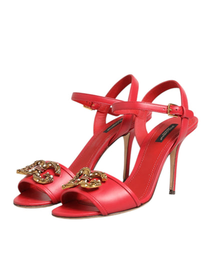 Dolce & Gabbana Red Ankle Strap Stiletto Heels Sandals Shoes