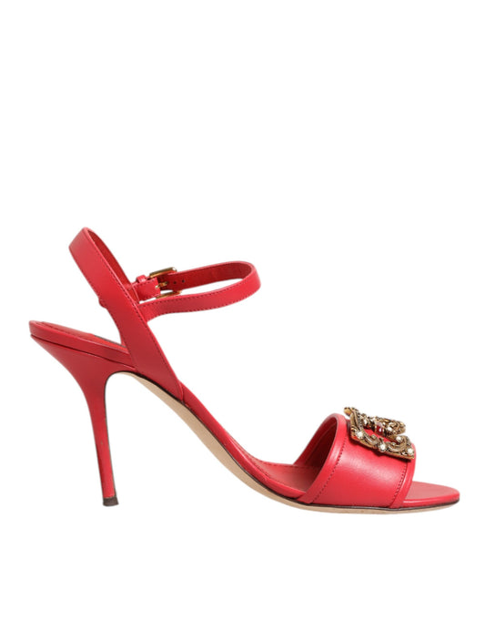 Dolce & Gabbana Red Ankle Strap Stiletto Heels Sandals Shoes