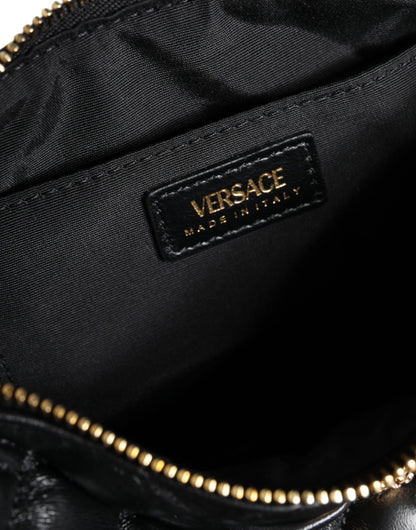 Versace Black Mini Quilted Lambskin Leather Crossbody Sling Borse Bag