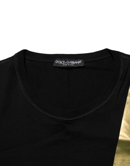 Dolce & Gabbana Black Logo Tape Cotton Crew Neck Men T-shirt