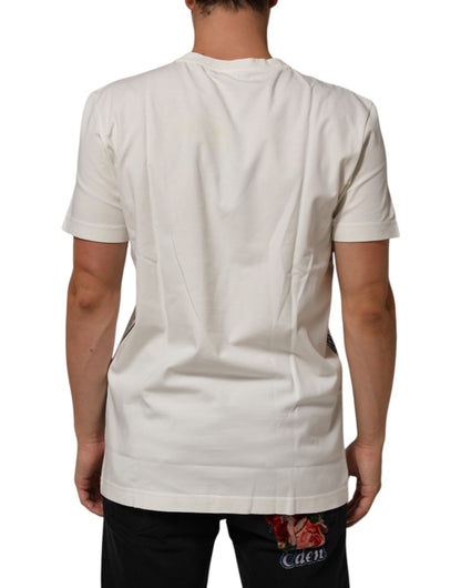 Dolce & Gabbana White Cotton Logo Bandana Print Men T-shirt