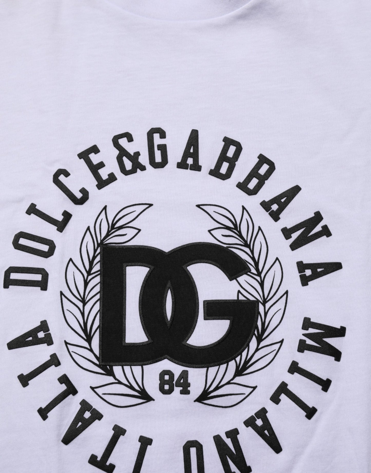 Dolce & Gabbana White Cotton Logo Print Crew Neck Men T-shirt
