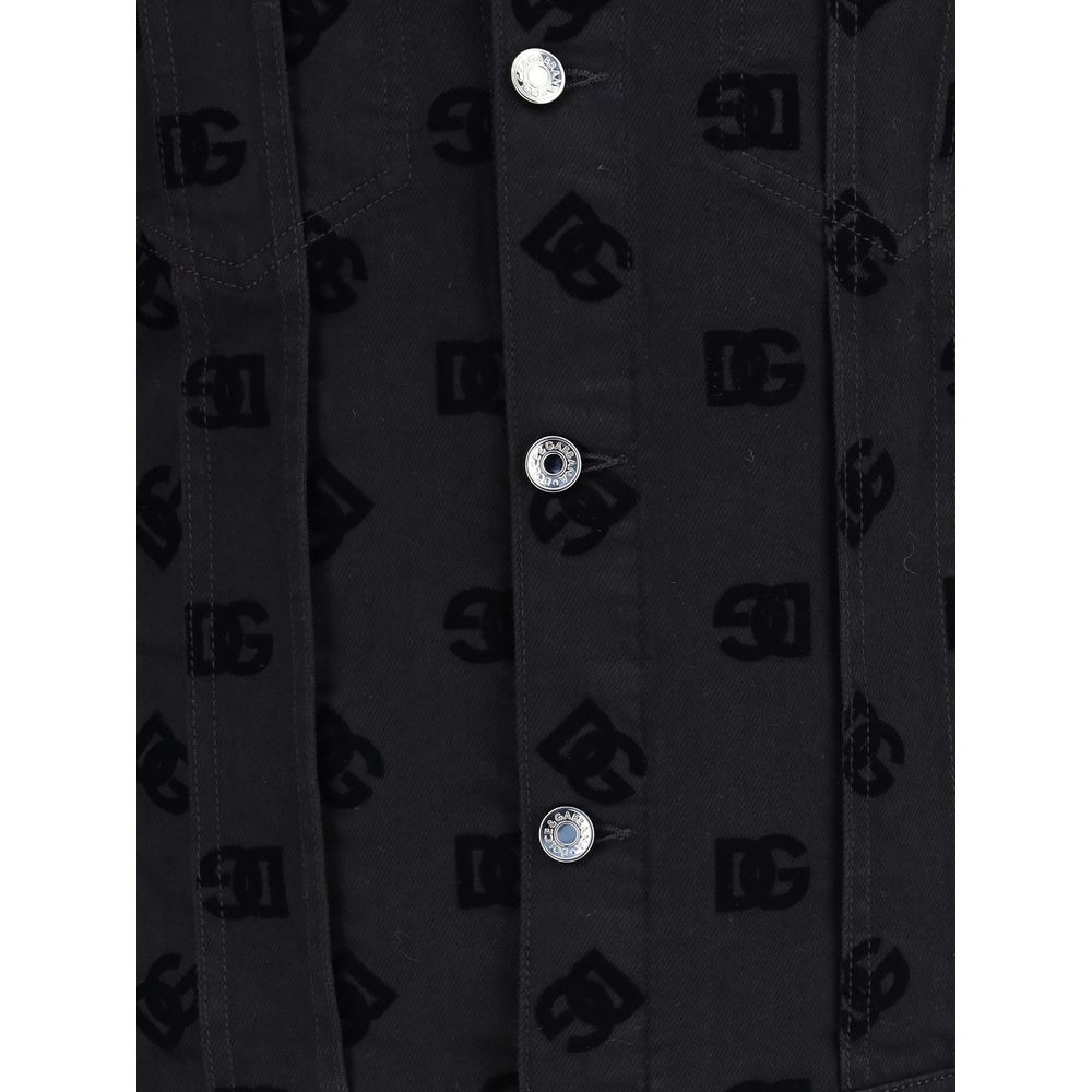 Dolce & Gabbana Jacquard-Logo Denim Jacket